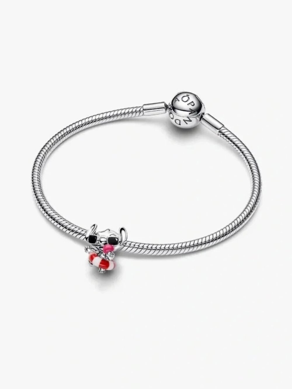 Pandora Sterling Silver Bracelet with Pink and Red Enamel Charm